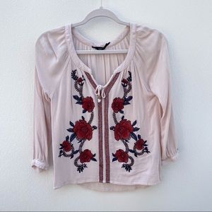 Blu Pepper Anthropologie embroidered top boho anthro floral flower bohemian